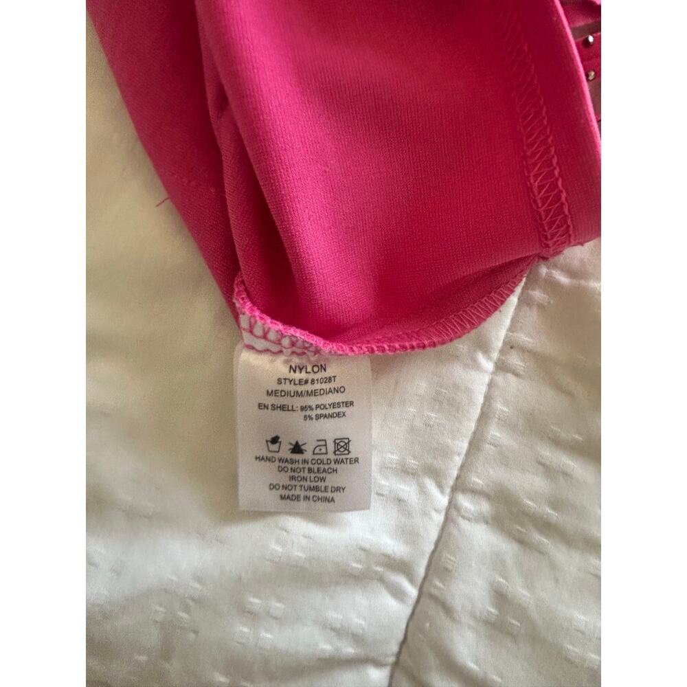 NYLON Apparel Pink Rhinestone Fringe Crop Top Size M - Picture 5 of 8